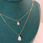 'Lily' Dual Pendant Necklace, S925 Silver Chain w. Teardrop Cubic Zirconia