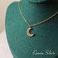 'Hannah' Crescent Moon Pendant Necklace, 14k Gold Plated Brass Chain w. Cubic ZirconiaNecklaces_Gold_White_14k Gold_birthday_anniversary