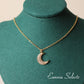 'Hannah' Crescent Moon Pendant Necklace, 14k Gold Plated Brass Chain w. Cubic ZirconiaNecklaces_Gold_White_14k Gold_birthday_anniversary