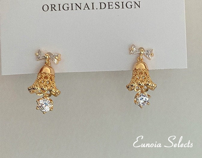Jingle Bell earrings with sparkly cubic zirconia