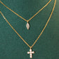 gold cross necklace with thin layering chain