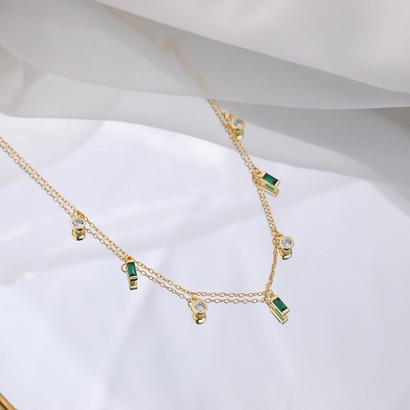 emerald green necklace for may birthstone gift